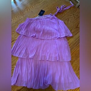 New Purple 3-Tiered One-Shoulder Mini Dress Junior’s Medium